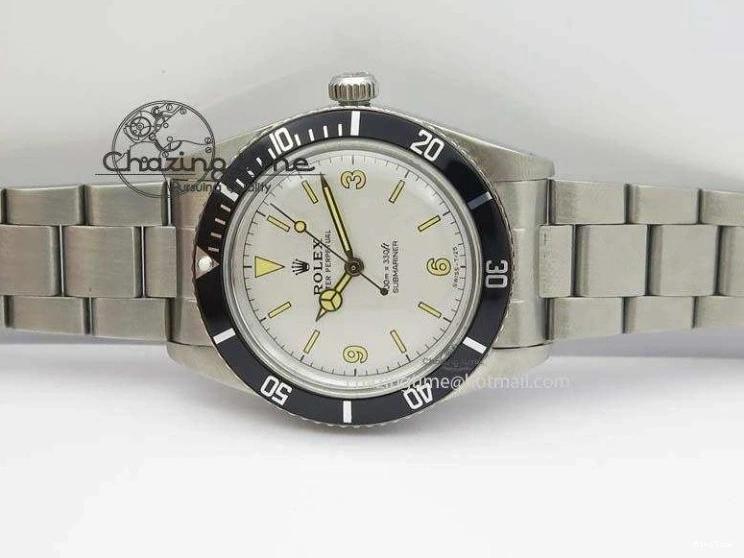 MiroTime 0421 ComfortFit Vintage 1680 Submariner No Date SS White Dial On SS Bracelet A 3855